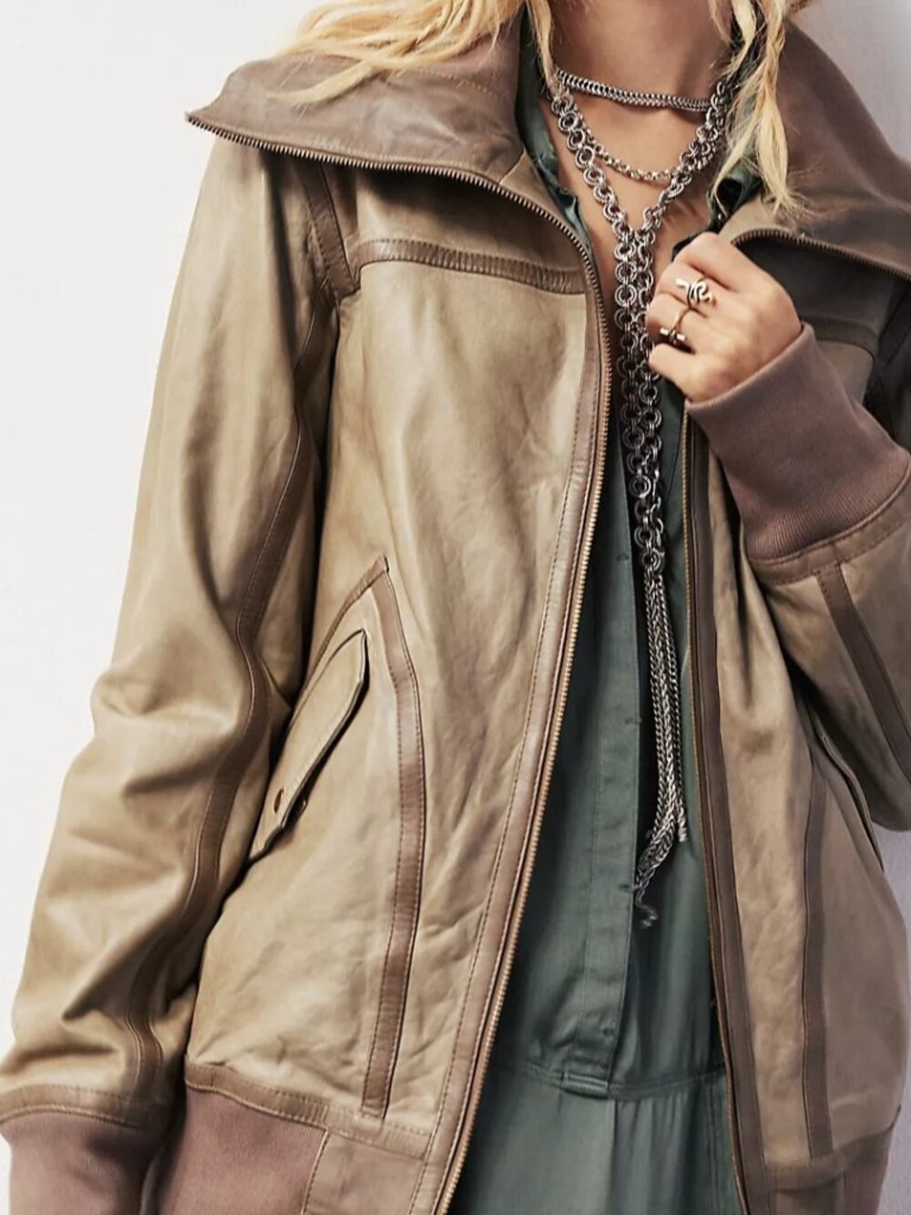 Nicholas K Rey Genuine Leather Bomber Jacket M NWT